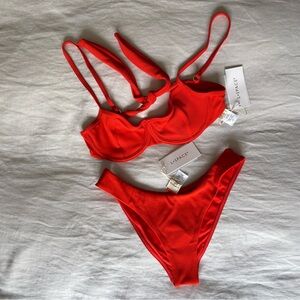 L*Space Red/Orange Bikini Set Size Small